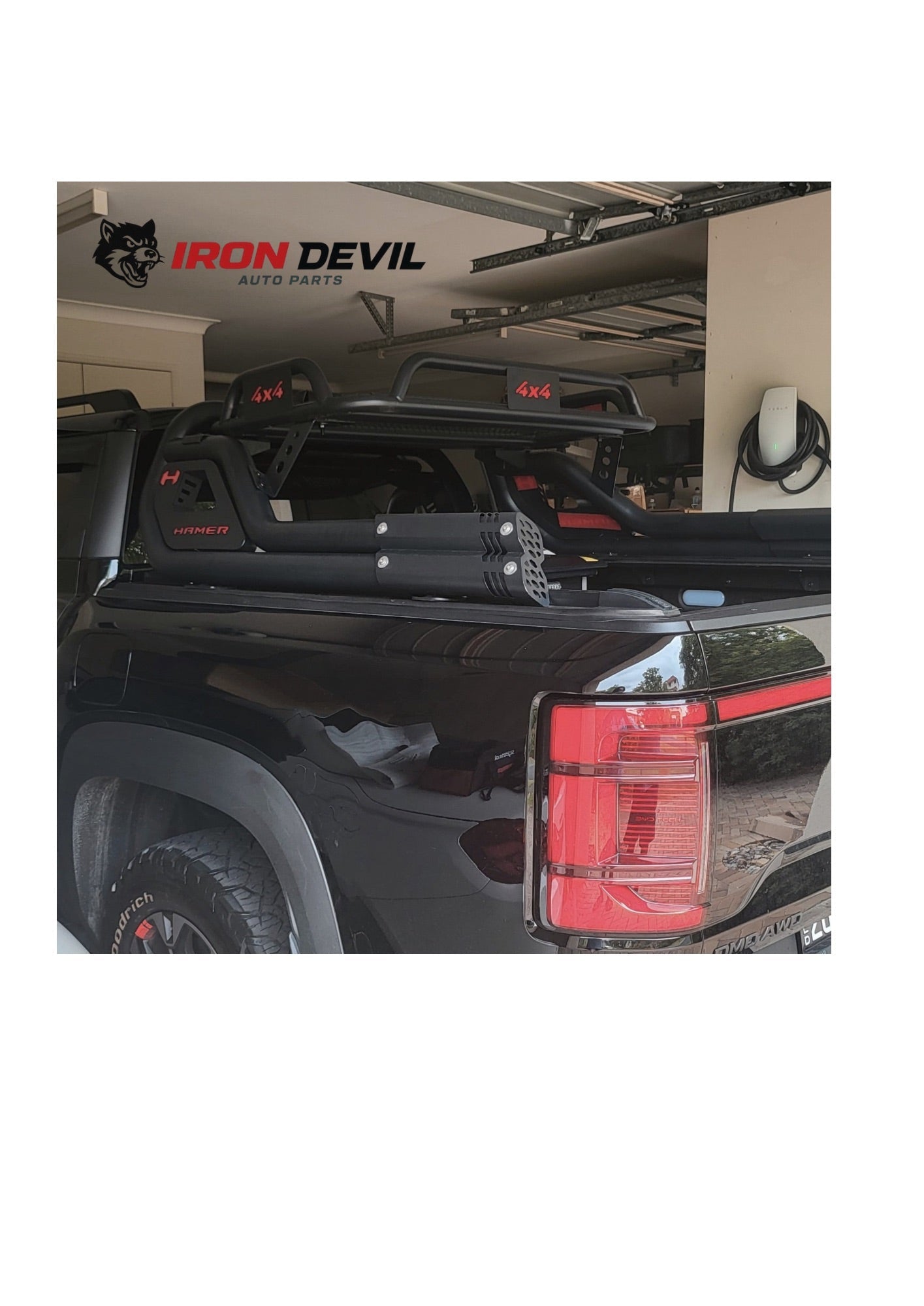 Hamer - Style Universal Steel Ute Roll Bar with attachable Cargo Storage Basket - Iron Devil