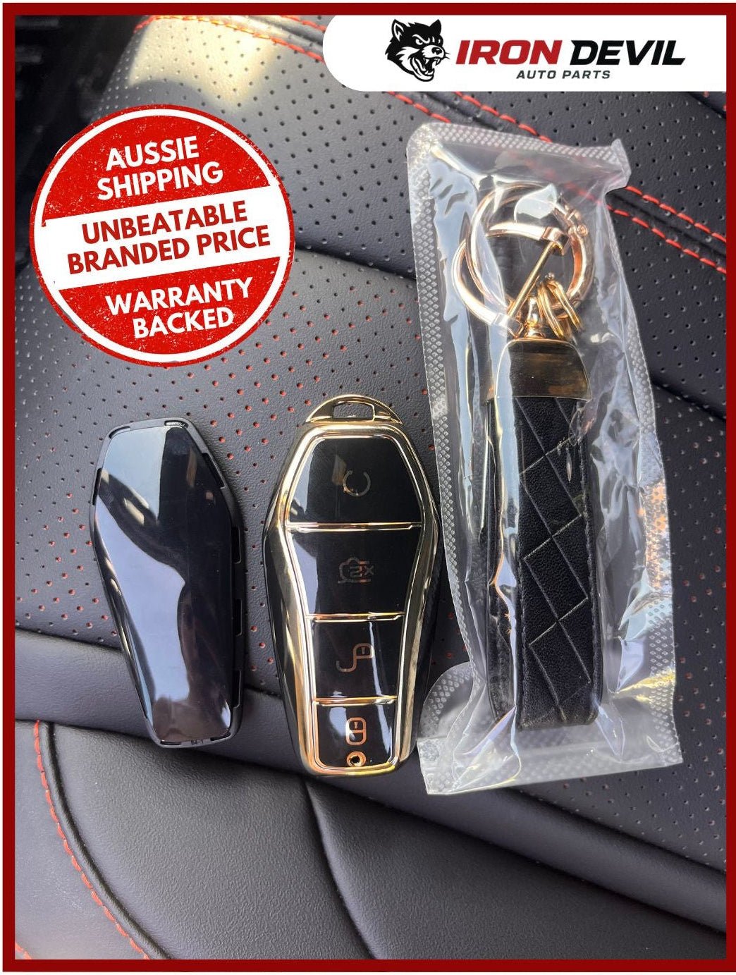 BYD Shark 6 Key Fob Cover Kit - TPU Smart Key Case 2024 - 25 - Iron Devil